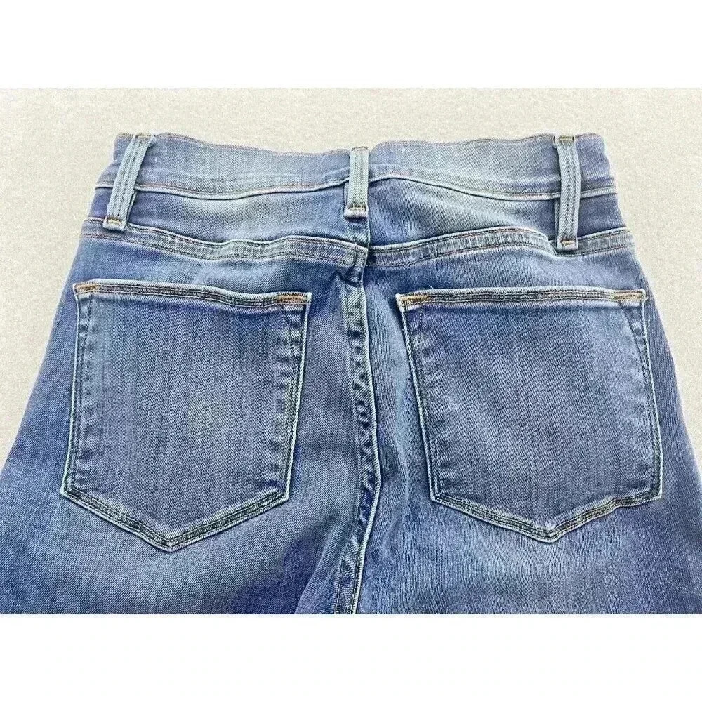 Frame Le High Skinny Jeans leather tuxedo piping Denim Mid Rise Stretch - Picture 6 of 15